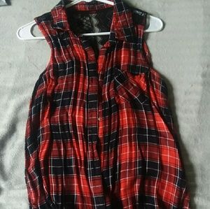 plaid tank w/ black lace